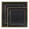 Smarty Had A Party Black w/Gold Square Edge Rim Plastic Dinnerware Value Set (120 Dinner Plates+120 Salad Plates), 240PK 509GVP-CASE - alternate 2